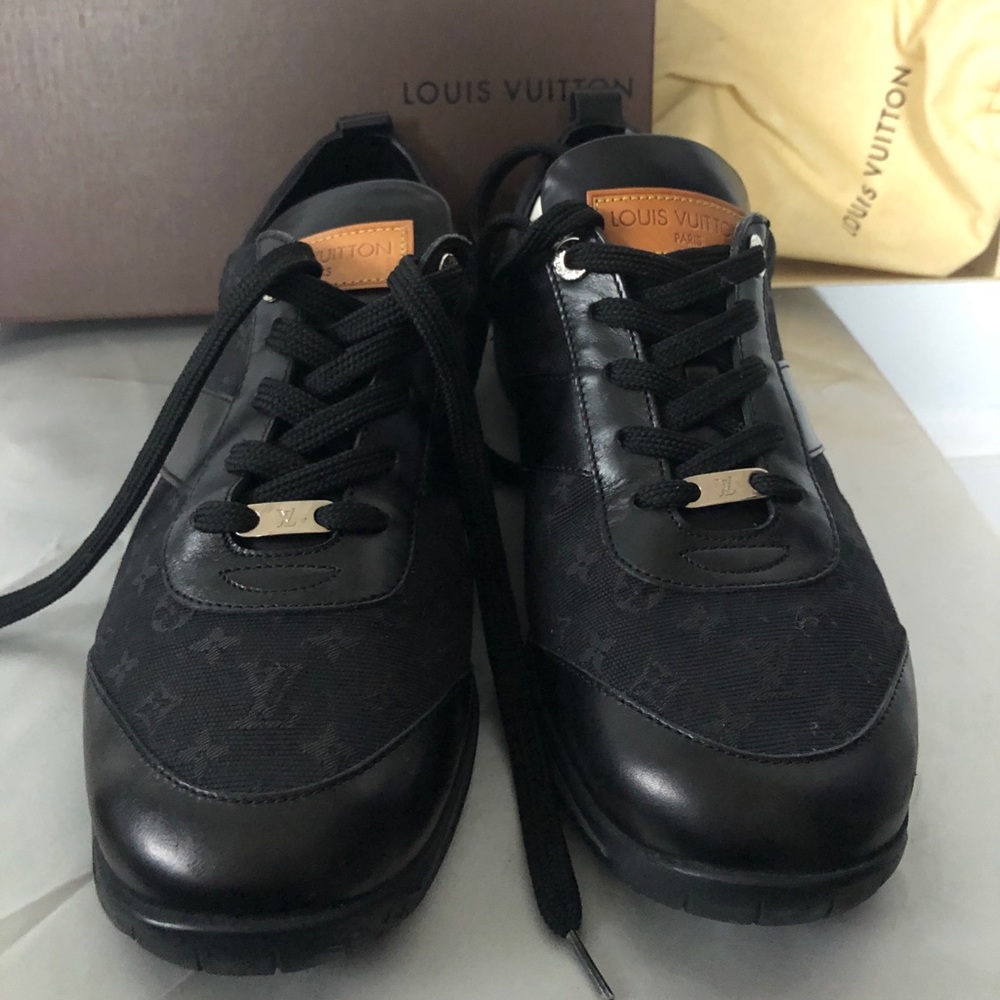 Louis Vuitton Black Monogram Lace up Sneakers